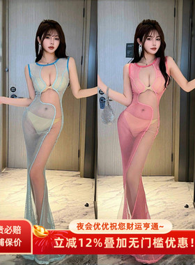 纯欲火辣高级感网纱拼接透视礼服夜场性感鱼尾海选秀场选秀连衣裙
