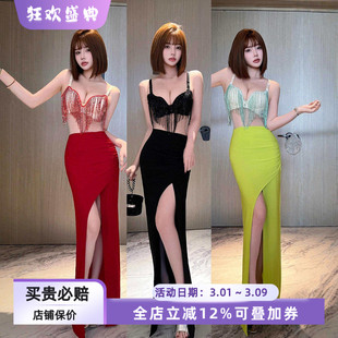 加厚聚拢罩杯小胸显大夜场走秀性感吊带礼服显瘦露背气质连衣裙女