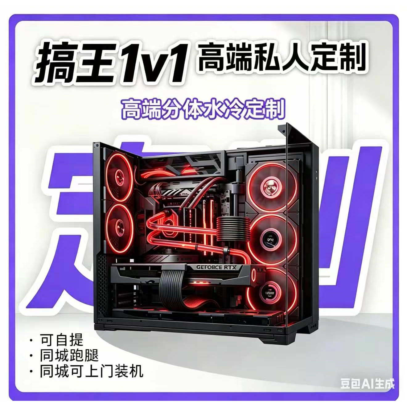 游戏电脑私人高端DIY兼容机显卡分体水冷定制游戏台式机