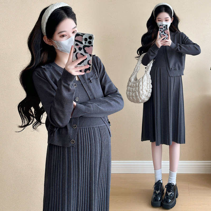 출산 겨울 드레스 2024 새로운 스타일의 작은 향기로운 양복 유행 가을 겨울 고급 착용 겨울 투피스 세트