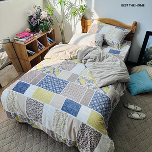 出口日本原单 秋冬季法兰绒配全棉绒布 枕套被套 床单床笠四件套