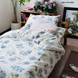 出口欧洲订单 55/45亚麻棉混纺 印花床上用品 枕套 被套 床单