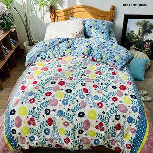 冬季款 日本订单 全棉印花绒布床上用品 枕套被套床单床笠四件套