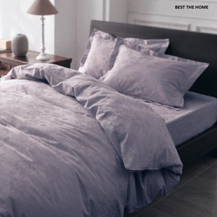 日本原单 100%棉 40支纯色大提花 枕套 被套 床单 四件套 多色选