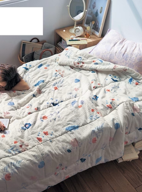 品牌日单原单 100%棉印花泡泡纱 日式空调被/夏凉被 日式床褥垫