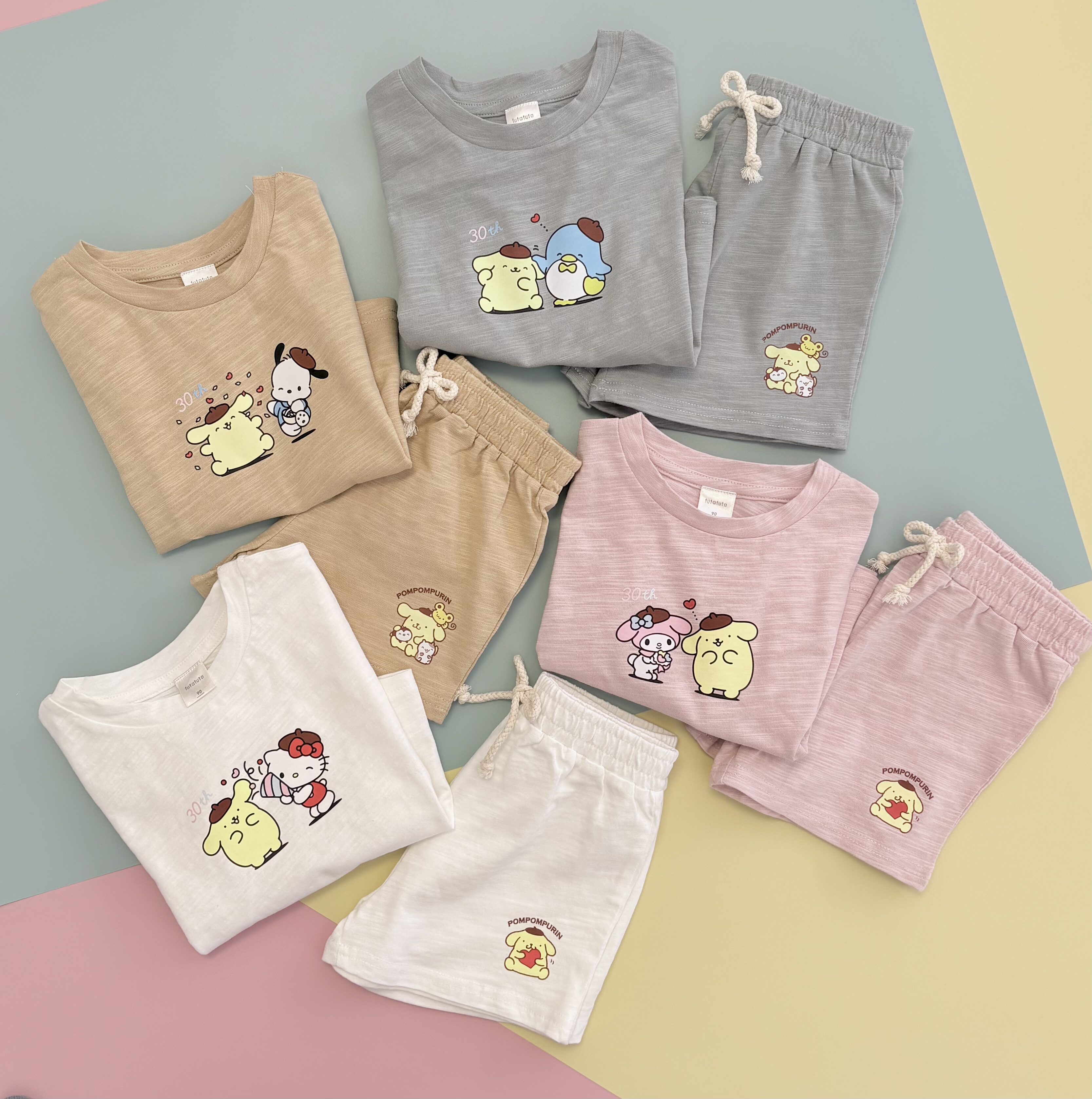 日单26新款futa男童春夏女童宝宝短袖T恤短裤套装可爱卡通棉竹节,童装/婴儿装/亲子装,家居服套装,淘宝优惠券,粉丝福利购,淘宝优惠卷