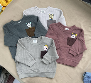 日单PM童装原田治春秋冬季男童女童宝宝打底衫套头长袖上衣纯棉