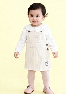 日单米菲miffy新款 女童女宝宝春秋背带裙裙子柔软连体裙半保暖