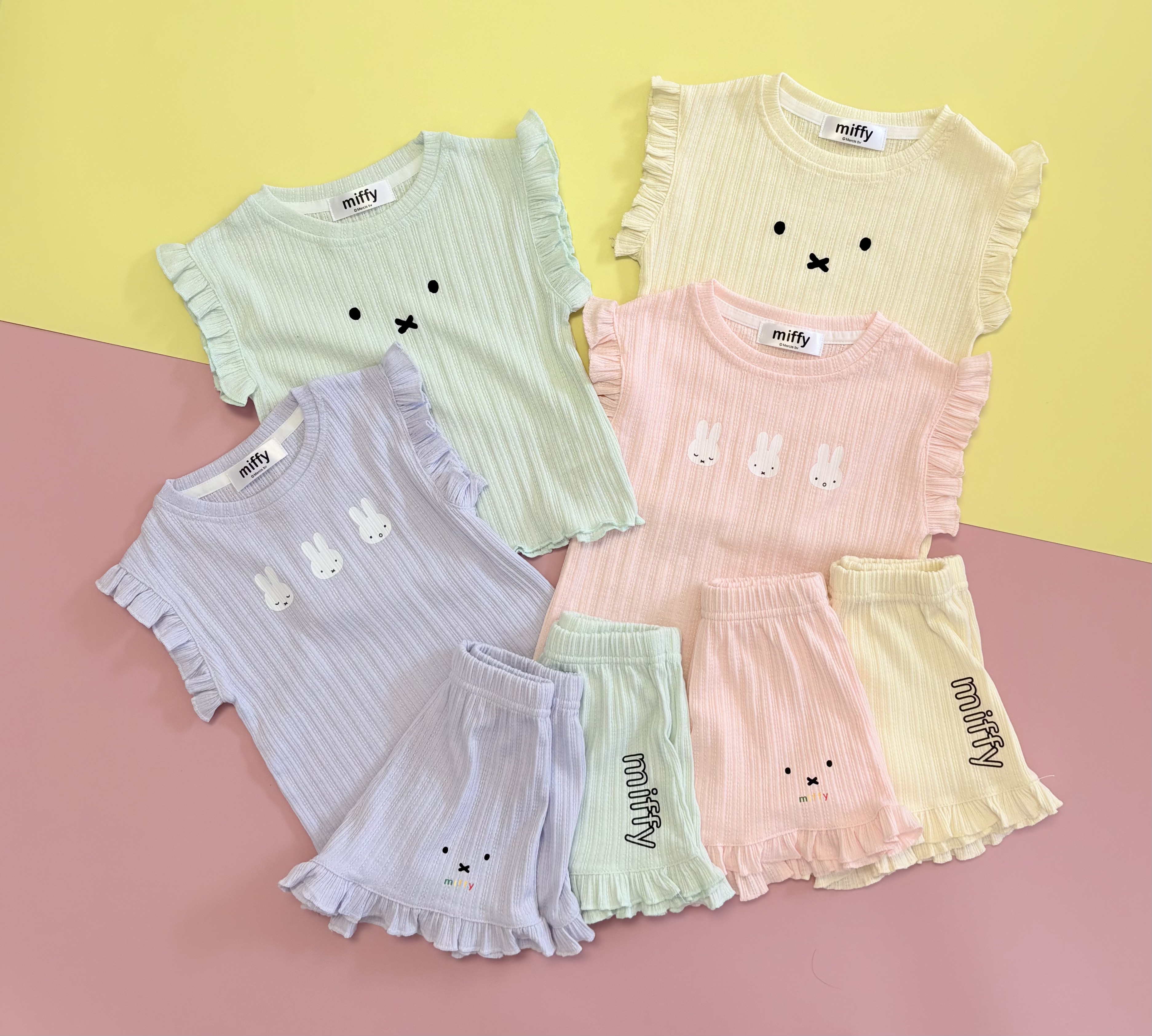 日单米菲miffy26春夏新款女童宝宝可爱卡通短袖T恤上衣短裤裙裤