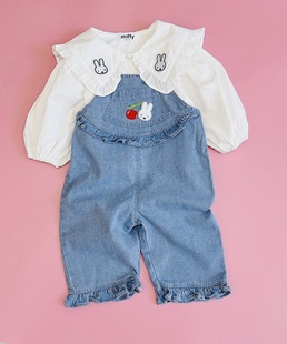 米菲miffy秋女童女宝宝春秋背带裤 休闲裤 套装 长裤 牛仔裤 日单新款