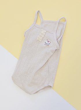 日单25夏季新款cottoli小木马女宝宝纯棉针织吊带连体衣家居服