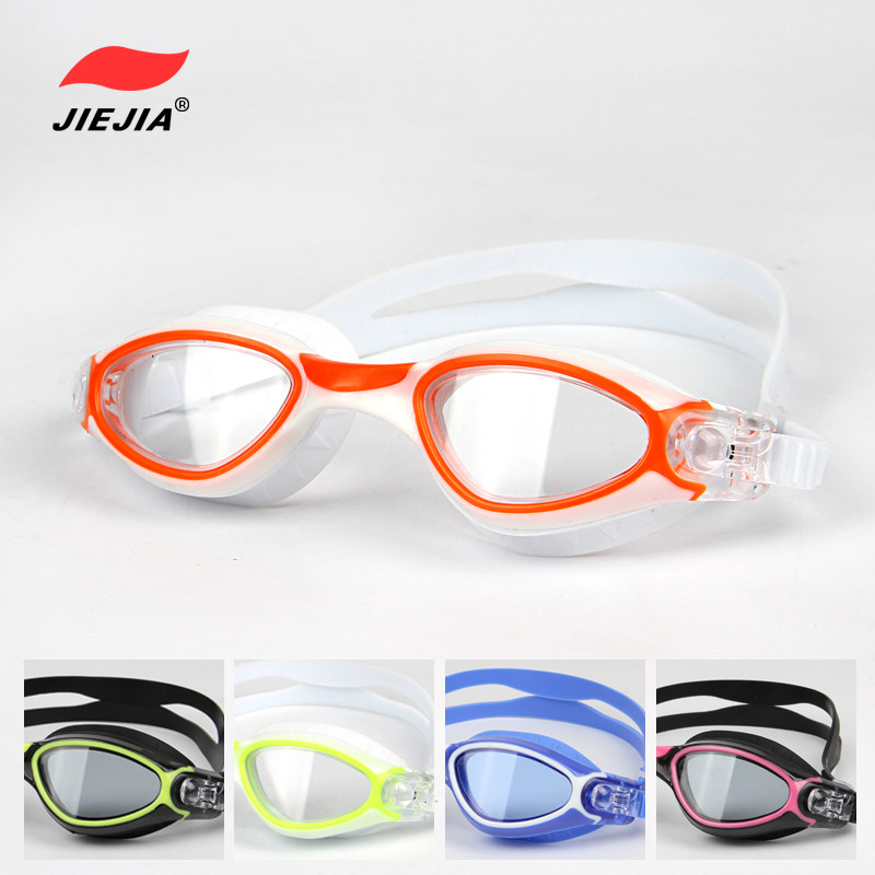 捷佳新款泳镜高清防雾男女硅胶一体游泳眼镜舒适大框游泳镜
