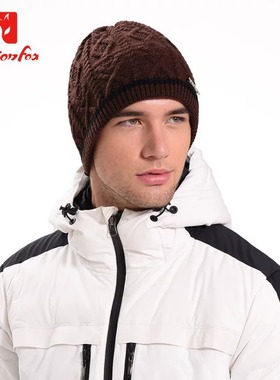 快乐狐狸帽子男毛线帽情侣帽子女秋冬套头帽加绒加厚保暖帽针织帽