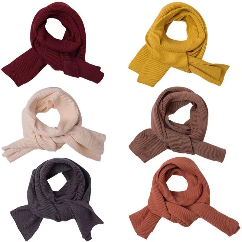 秋冬纯色男女针织围巾防寒保暖