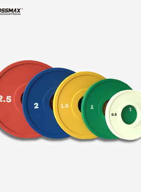 CROSSMAX全胶杠铃片配重片调节彩色健身房家用训练调重0.5kg—5kg