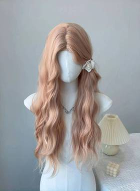 粉金色假发女大波浪仿真发时尚自然doll感lolita水波纹长卷发假发