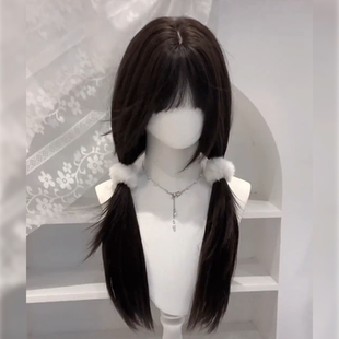 假发女高层次黑长直双马尾萝莉二次元日常Lolita玉子cos全头套jk