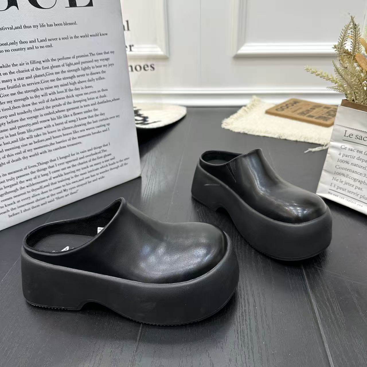 欧货网红爆款防滑增高厚底拖鞋女2026年新款坡跟时尚半托包头拖鞋,女鞋,棉鞋,淘宝优惠券,粉丝福利购,淘宝优惠卷