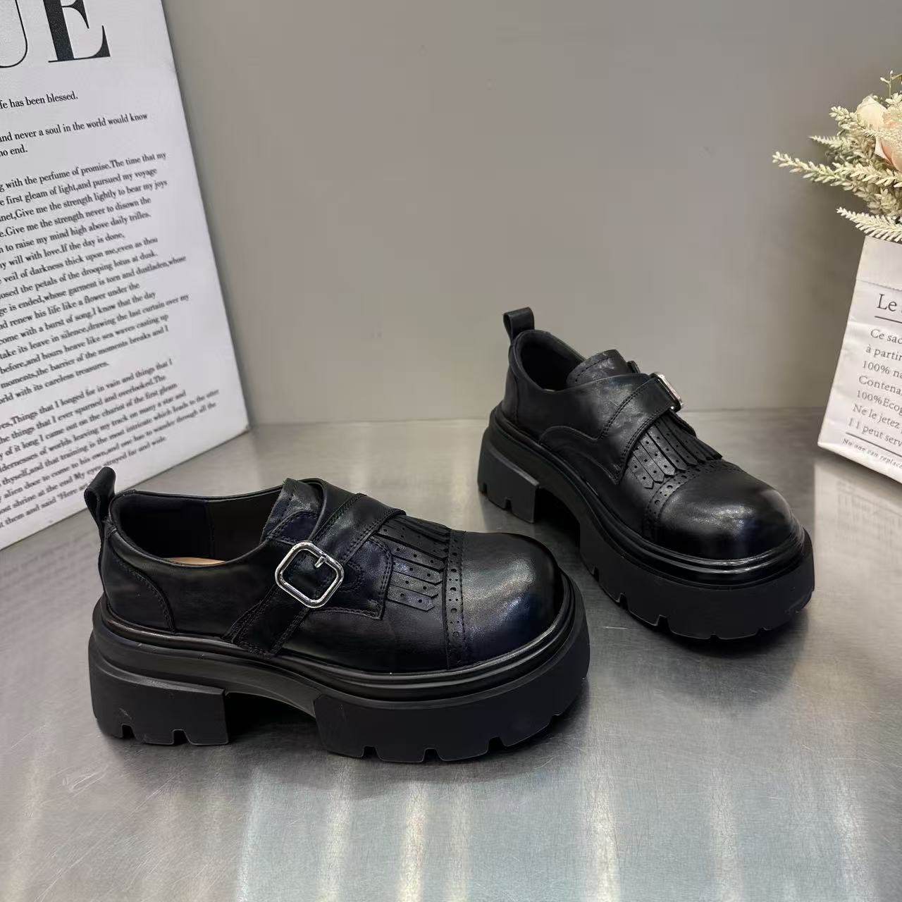 欧货时尚复古英伦风金属扣厚底乐福鞋女2026春季新款小众百搭单鞋,女鞋,棉鞋,淘宝优惠券,粉丝福利购,淘宝优惠卷