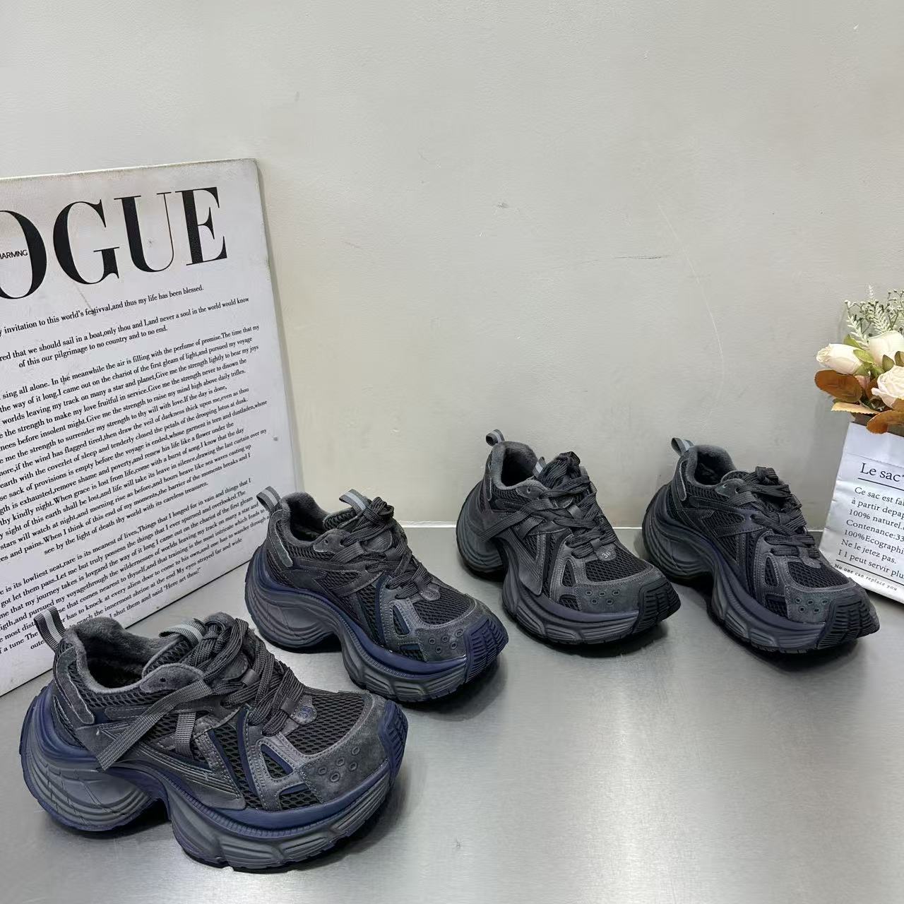 韩版厚底增高加绒老爹鞋女2025冬季百搭复古做旧小个子休闲运动鞋