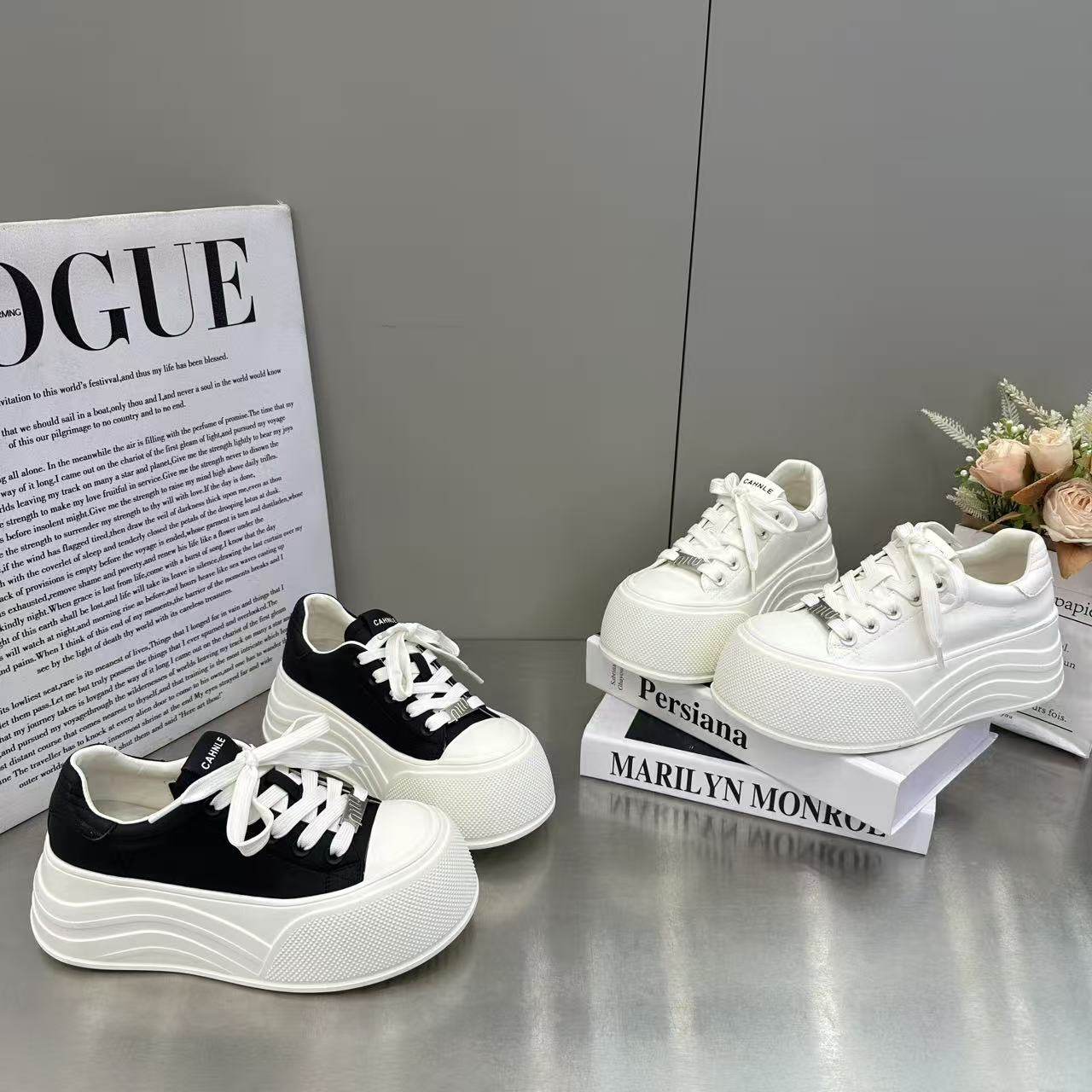 欧货大头松糕厚底小白鞋女2026春季新款时尚百搭学院风休闲面包鞋,女鞋,棉鞋,淘宝优惠券,粉丝福利购,淘宝优惠卷