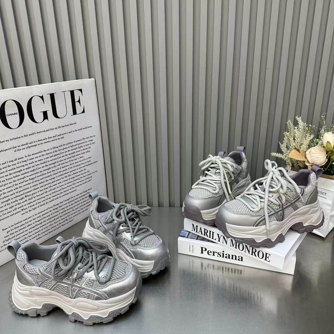 欧洲站小个子厚底水钻老爹鞋女2026春季新款厚网透气休闲松糕单鞋,女鞋,棉鞋,淘宝优惠券,粉丝福利购,淘宝优惠卷