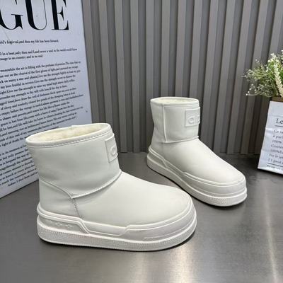 2025冬季新款厚底保暖雪地靴女欧货爆款加绒套筒一脚蹬休闲面包靴