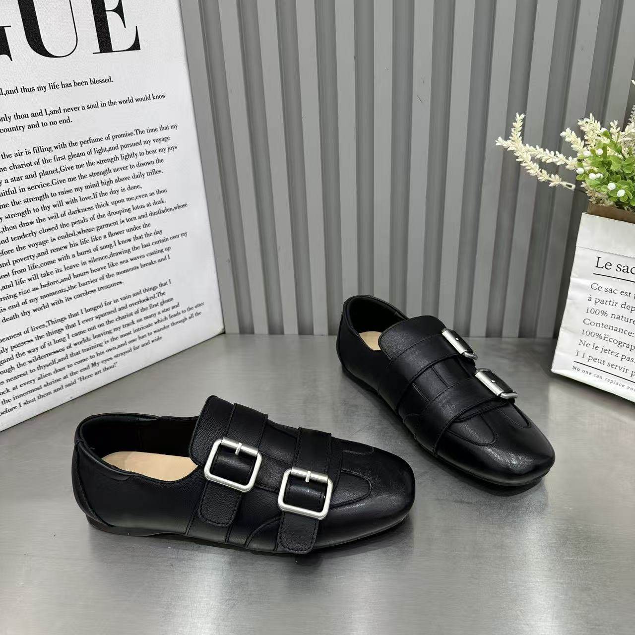 欧货英伦复古布洛克单鞋女2026年新款方头皮带扣一脚蹬舒适休闲鞋,女鞋,棉鞋,淘宝优惠券,粉丝福利购,淘宝优惠卷