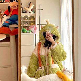 怪兽大学情侣睡衣女冬季珊瑚绒加厚2024年苏利文睡袍男士情侣居家