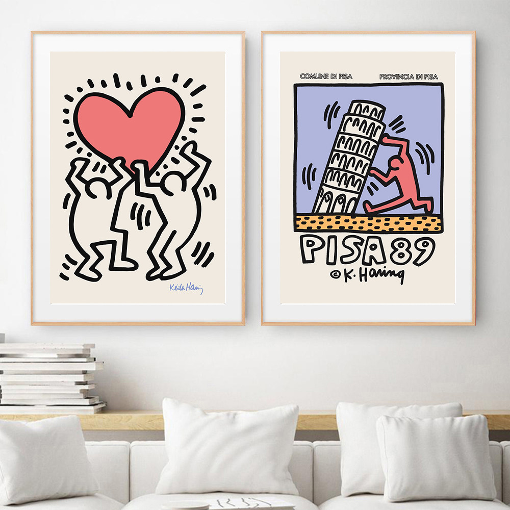 美国波普大师 keith haring 街头涂鸦创意抽象装饰画凯斯哈林艺术