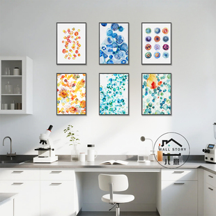 细胞主题装饰画科研办公室医学院教室实验室墙画抽象生物艺术挂画