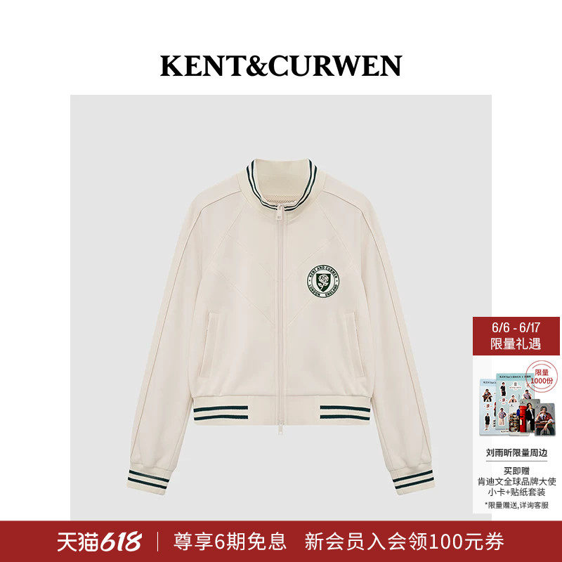 KENT&CURWEN/肯迪文春夏系列女士玫瑰刺绣徽章立领运动外套