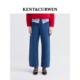 KENT&CURWEN 肯迪文年秋冬系列女士直筒微阔腿纯棉水洗牛仔裤