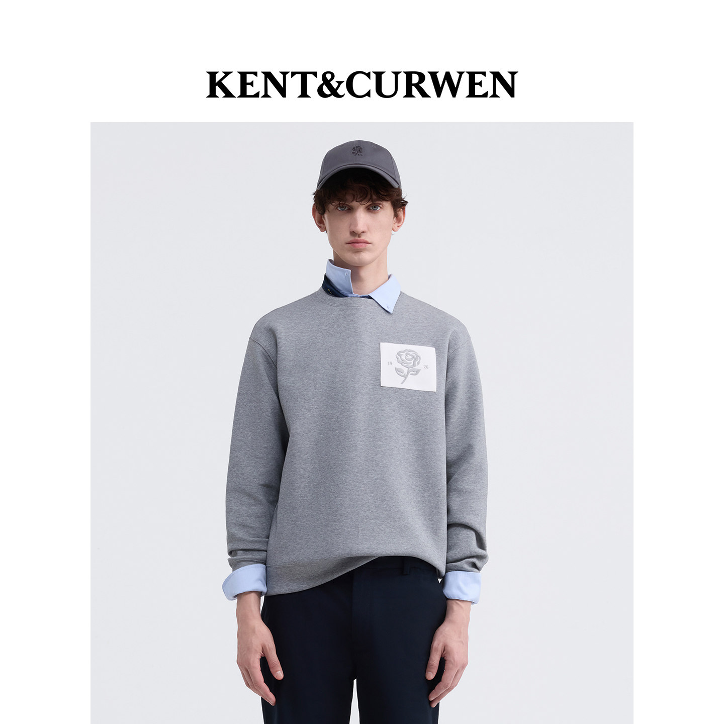 KENT&CURWEN肯迪文玫瑰系列26秋冬新品宽松圆领空气层男女款卫衣