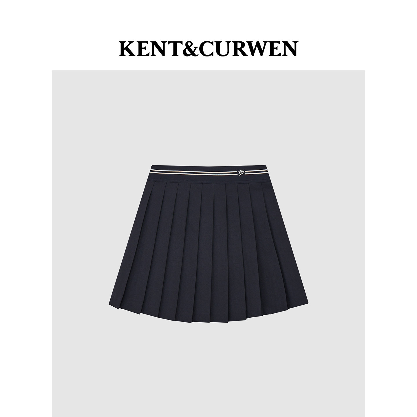 [明星同款]KENT&CURWEN肯迪文秋冬女玫瑰系列提花百褶短裙半身裙