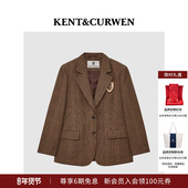 KENT&CURWEN 肯迪文2025年秋冬系列女士三狮徽章羊毛混纺西服外套