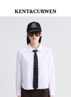 肯迪文女刺绣娃娃领纯棉长袖衬衫
