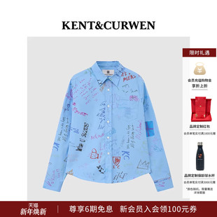 肯迪文2025年秋冬系列女士涂鸦纯棉衬衫 KENT&CURWEN 秀场同款