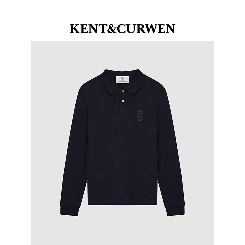 KENT&CURWEN/肯迪文秋冬系列男士纯棉珠地网眼三狮刺绣休闲POLO衫