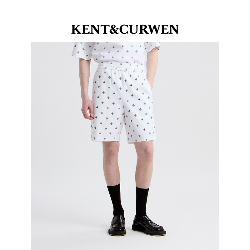 KENT&CURWEN/肯迪文2025秋冬系列男士松紧腰城堡刺绣休闲短裤