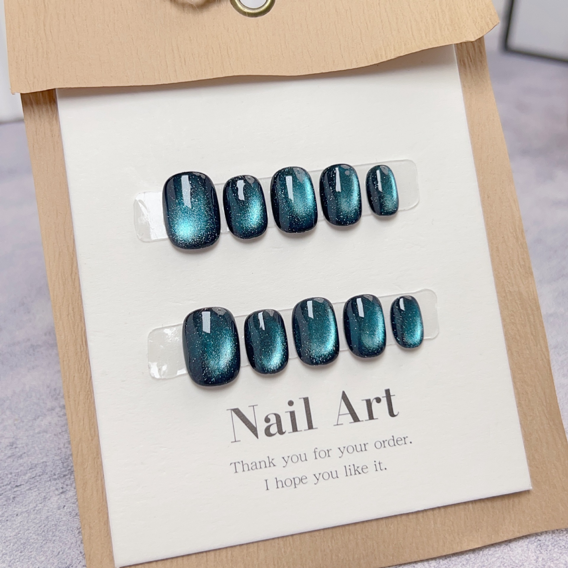 晶石猫眼显白蓝色穿戴甲