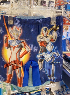 现货日本采购M78奥特曼卡通新品儿童宝宝蓝色游泳衣游泳裤短裤