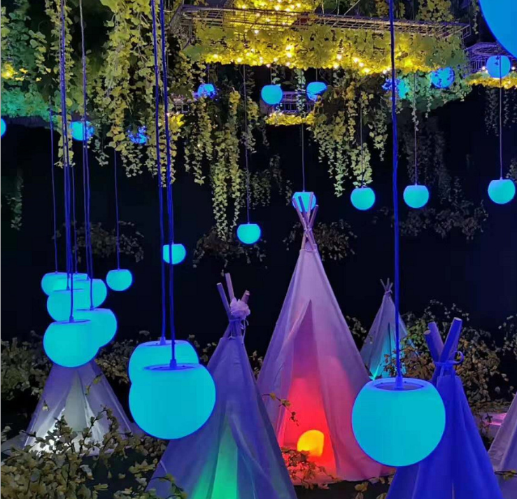 新款呼吸之光网红泡泡球灯广场七彩触控变色商场艺术吊顶灯吹气灯