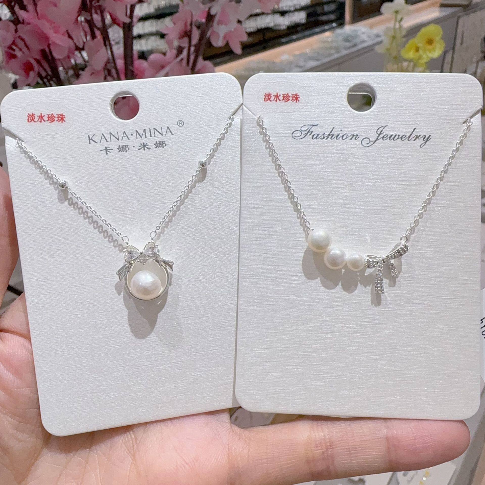 卡娜米娜珍珠项链女优雅风韩版蝴蝶结锁骨链ins风轻奢项饰品图片