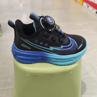 比迪冬季童鞋新款二棉加绒保暖男童带闪光灯皮面旋转扣运动鞋儿童