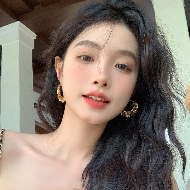 TinySylvie复古金色扇形耳圈
