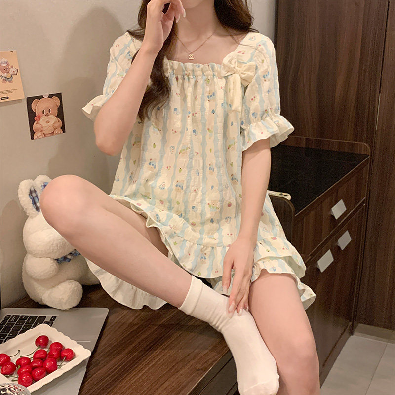 2026夏季甜美条纹睡衣可外穿