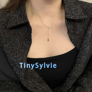 TinySylvie轻奢双葫芦Y形装饰摆件白贝母温柔珠光可调节流苏礼物