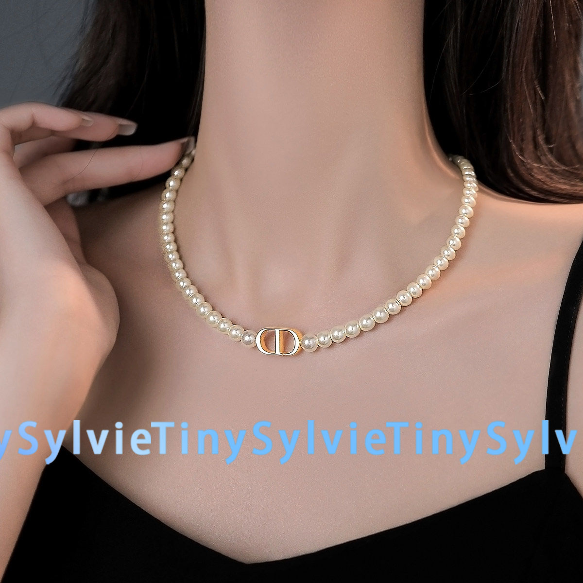 TinySylvie复古双D字母锁骨链