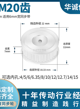 同步带轮S3M20齿宽7内孔4 5 6 6.35 7 8 10S3M060A主动齿轮同步轮